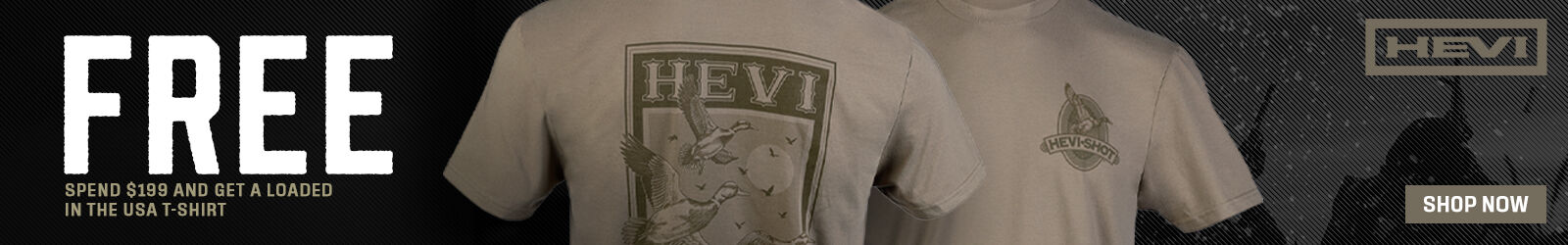 FREE; Spend $199 and get the loaded in the USA T-Shirt; Shop Now; front and back of the Loaded in the USA T-Shirt.