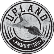 metal disk with a pheasant saying Upland Ammunition