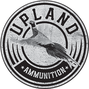 metal disk with a pheasant saying Upland Ammunition