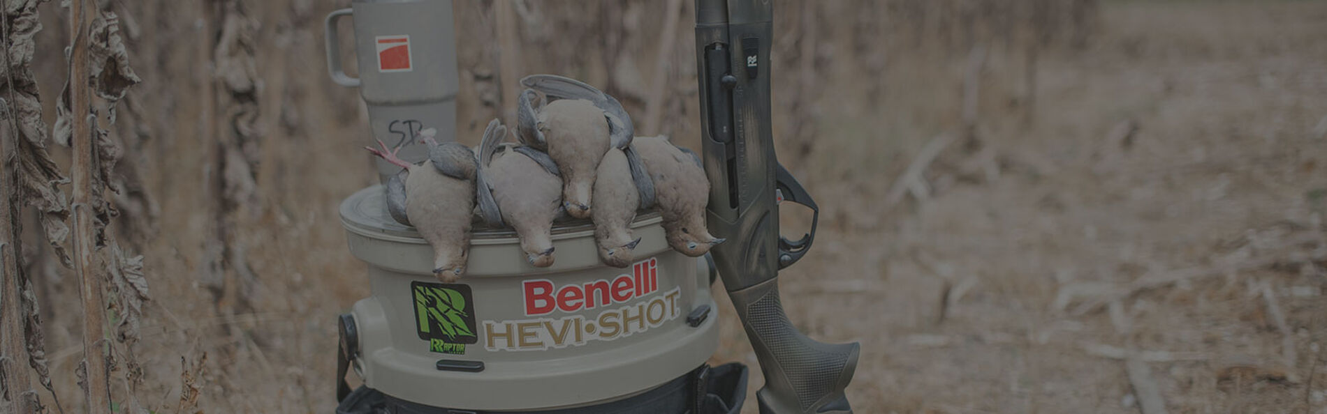 doves on a barrel with a shotgun next to it