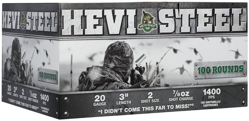 Hevi-Steel, 20 Gauge, 2 Shot, 3 in, 7/8 oz, 1400 fps