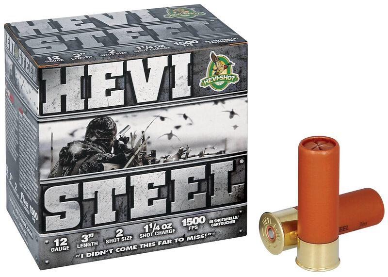 Hevi-Steel, 12 Gauge, 2 Shot, 3 in, 1 1/4 oz, 1500 fps