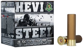 Hevi-Steel, 12 Gauge, 4 Shot, 3-1/2 in, 1 3/8 oz, 1550 fps