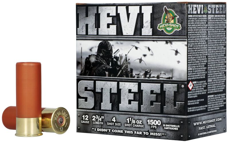 Hevi-Steel, 12 Gauge, 4 Shot, 2-3/4 in, 1 1/8 oz, 1500 fps
