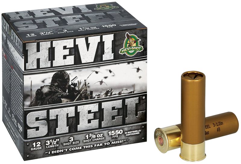 Hevi-Steel, 12 Gauge, 3 Shot, 3-1/2 in, 1 3/8 oz, 1550 fps