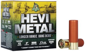 Hevi-Metal Longer Range, 12 Gauge, BBB Shot, 3 in, 1 1/4 oz, 1500 fps