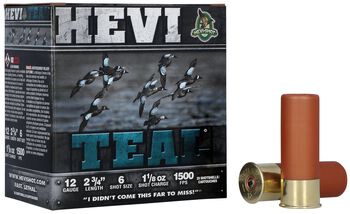 Hevi-Teal, 12 Gauge, 6 Shot, 2-3/4 in, 1 1/8 oz, 1500 fps