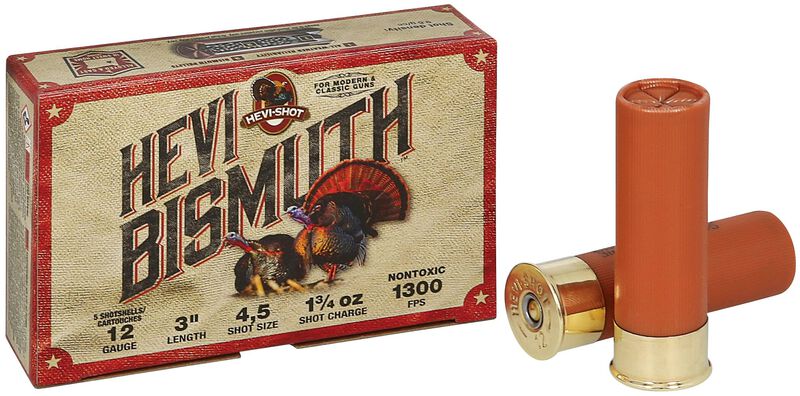 HEVI-Bismuth Turkey, 12 Gauge, 4 and 5 Shot, 3 in, 1 3/4 oz, 1300 fps