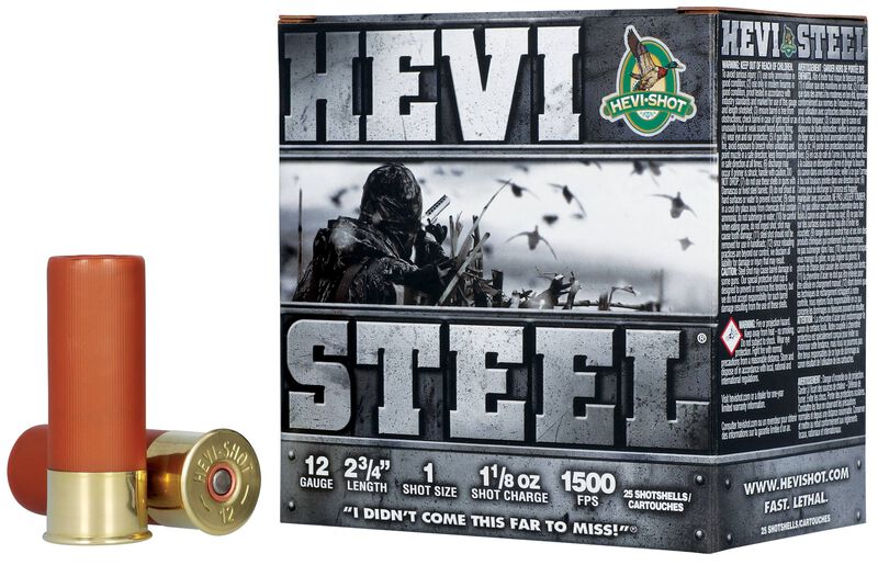 Hevi-Steel, 12 Gauge, 1 Shot, 2-3/4 in, 1 1/8 oz, 1500 fps