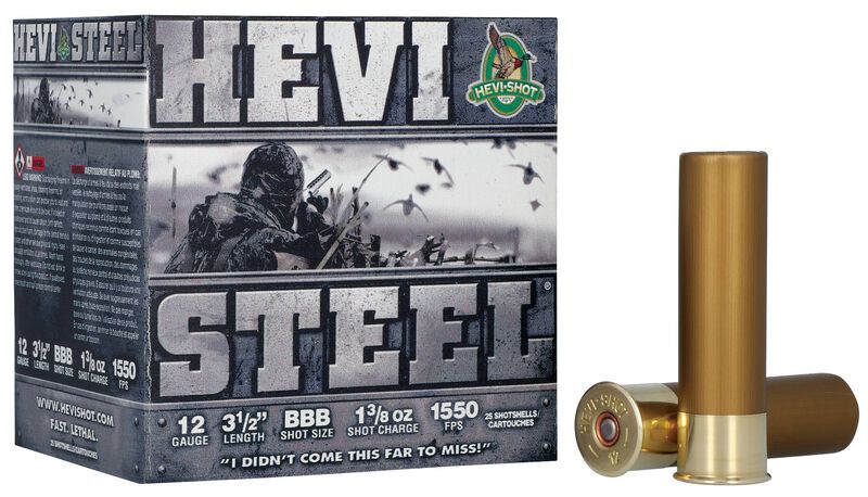 Hevi-Steel, 12 Gauge, BBB Shot, 3-1/2 in, 1 3/8 oz, 1550 fps