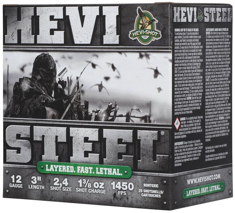 Hevi-Steel, 12 Gauge, 2 and 4 Shot, 3 in, 1 3/8 oz, 1450 fps