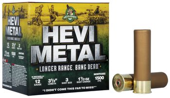 Hevi-Metal Longer Range, 12 Gauge, 3 Shot, 3-1/2 in, 1 1/2 oz, 1500 fps