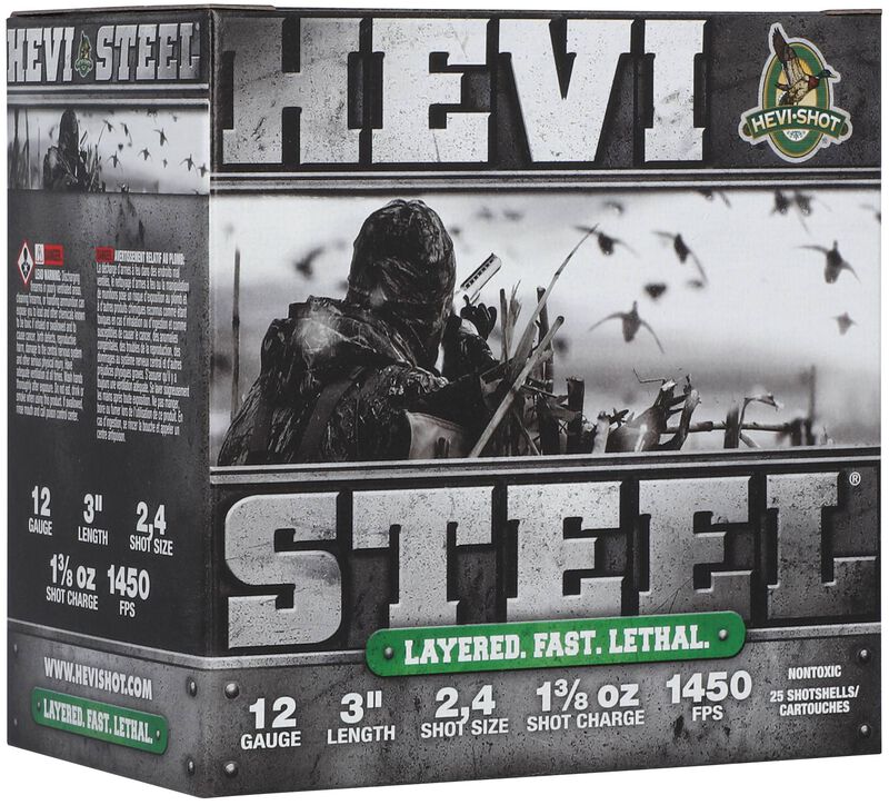 Hevi-Steel, 12 Gauge, 2 and 4 Shot, 3 in, 1 3/8 oz, 1450 fps