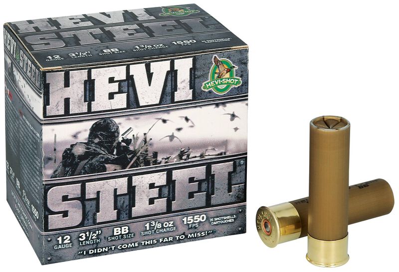 Hevi-Steel, 12 Gauge, BB Shot, 3-1/2 in, 1 3/8 oz, 1550 fps