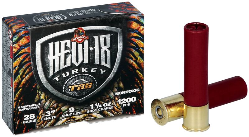 HEVI-18, 28 Gauge, 9 Shot, 3 in, 1 1/4 oz, 1200 fps