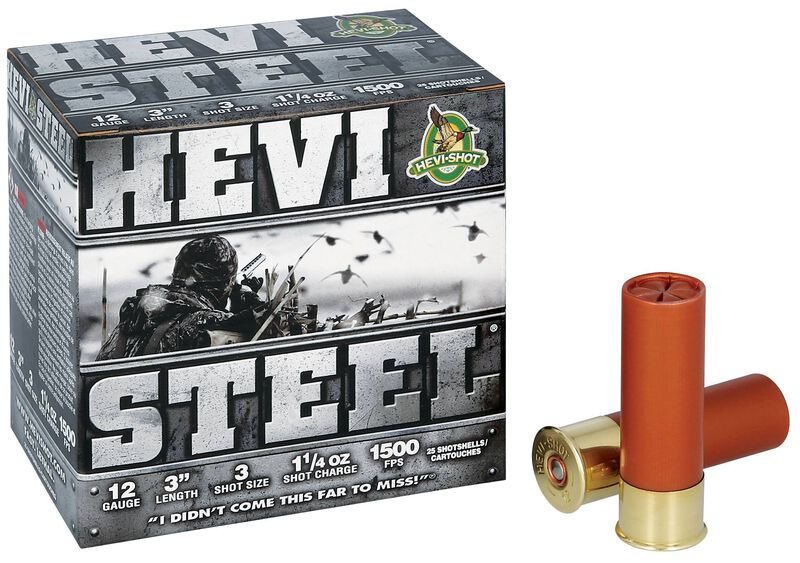Hevi-Steel, 12 Gauge, 3 Shot, 3 in, 1 1/4 oz, 1500 fps