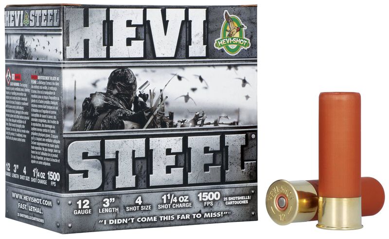 Hevi-Steel, 12 Gauge, 4 Shot, 3 in, 1 1/4 oz, 1500 fps