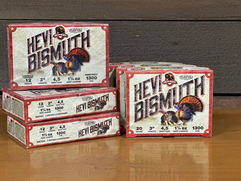 HEVI-Bismuth Turkey, 20 Gauge, 4 and 5 Shot, 3 in, 1 1/4 oz, 1300 fps