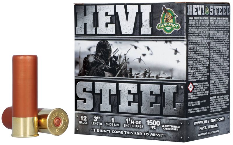 Hevi-Steel, 12 Gauge, 1 Shot, 3 in, 1 1/4 oz, 1500 fps