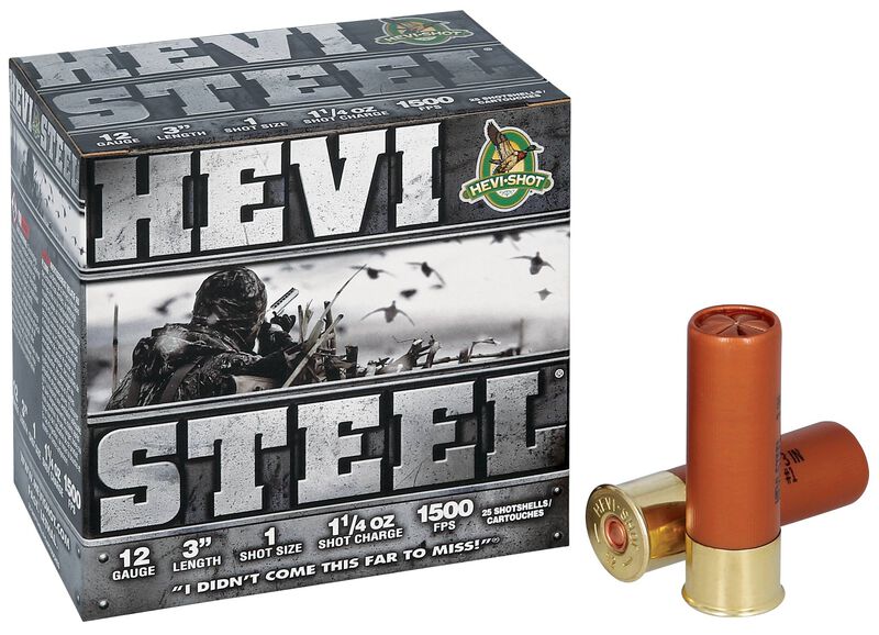 Hevi-Steel, 12 Gauge, 1 Shot, 3 in, 1 1/4 oz, 1500 fps