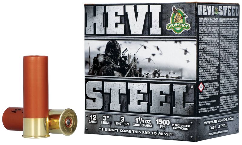 Hevi-Steel, 12 Gauge, 3 Shot, 3 in, 1 1/4 oz, 1500 fps