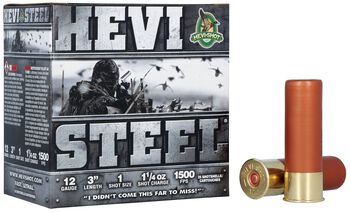 Hevi-Steel, 12 Gauge, 1 Shot, 3 in, 1 1/4 oz, 1500 fps