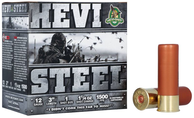 Hevi-Steel, 12 Gauge, 1 Shot, 3 in, 1 1/4 oz, 1500 fps