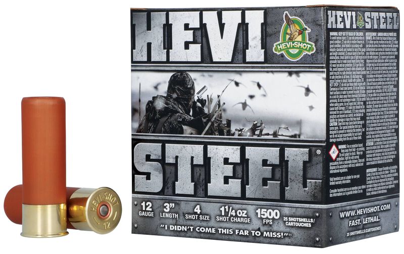 Hevi-Steel, 12 Gauge, 4 Shot, 3 in, 1 1/4 oz, 1500 fps