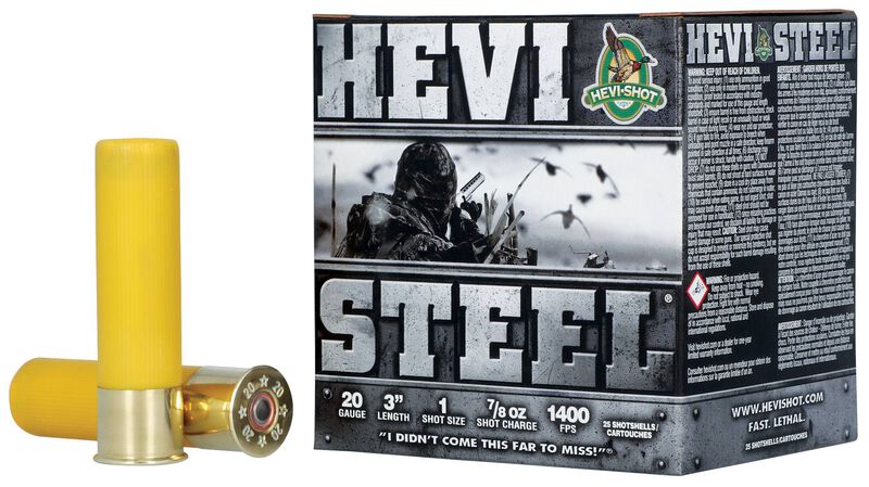 Hevi-Steel, 20 Gauge, 1 Shot, 3 in, 7/8 oz, 1400 fps