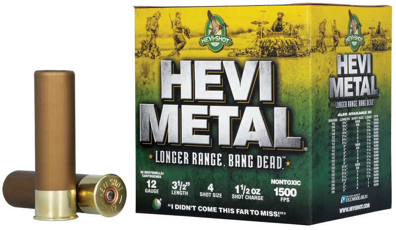 Hevi-Metal Longer Range, 12 Gauge, 4 Shot, 3-1/2 in, 1 1/2 oz, 1500 fps