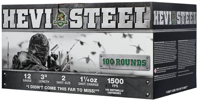 Hevi-Steel, 12 Gauge, 2 Shot, 3 in, 1 1/4 oz, 1500 fps