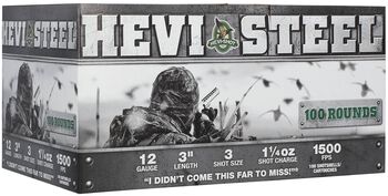 Hevi-Steel, 12 Gauge, 3 Shot, 3 in, 1 1/4 oz, 1500 fps