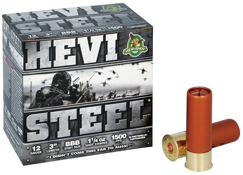 Hevi-Steel, 12 Gauge, BBB Shot, 3 in, 1 1/4 oz, 1500 fps