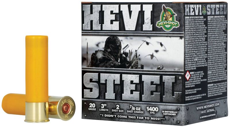 Hevi-Steel, 20 Gauge, 2 Shot, 3 in, 7/8 oz, 1400 fps