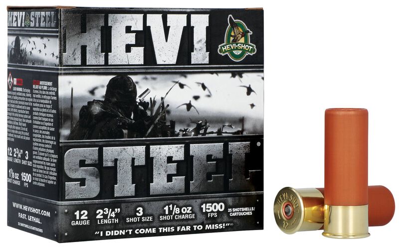 Hevi-Steel, 12 Gauge, 3 Shot, 2-3/4 in, 1 1/8 oz, 1500 fps