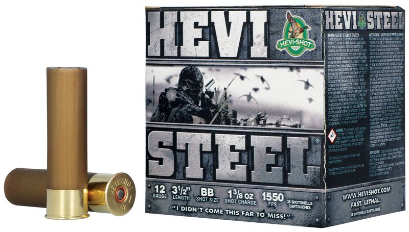 Hevi-Steel, 12 Gauge, BB Shot, 3-1/2 in, 1 3/8 oz, 1550 fps