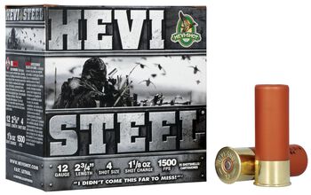 Hevi-Steel, 12 Gauge, 4 Shot, 2-3/4 in, 1 1/8 oz, 1500 fps
