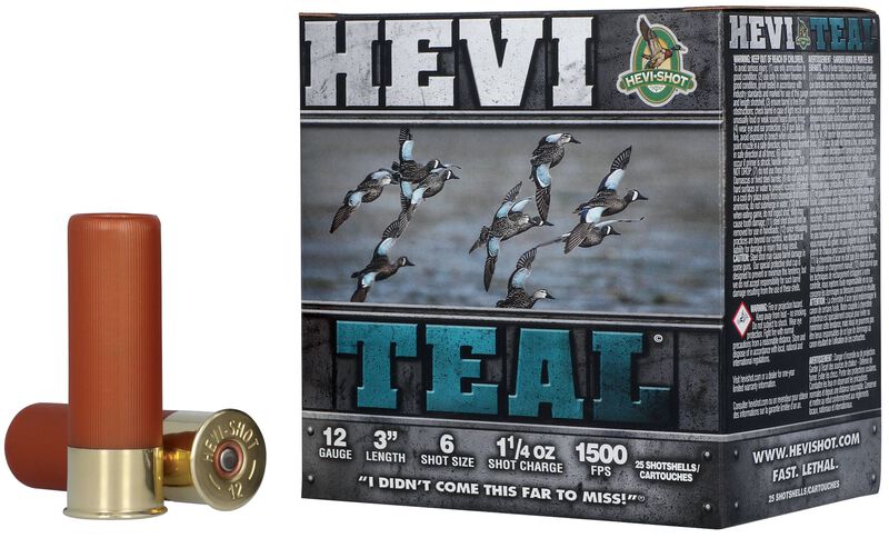 Hevi-Teal, 12 Gauge, 6 Shot, 3 in, 1 1/4 oz, 1500 fps