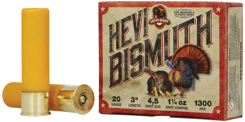 HEVI-Bismuth Turkey, 20 Gauge, 4 and 5 Shot, 3 in, 1 1/4 oz, 1300 fps