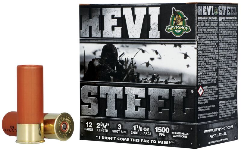 Hevi-Steel, 12 Gauge, 3 Shot, 2-3/4 in, 1 1/8 oz, 1500 fps