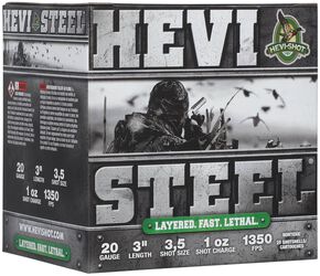 Hevi-Steel, 20 Gauge, 3 and 5 Shot, 3 in, 1 oz, 1350 fps