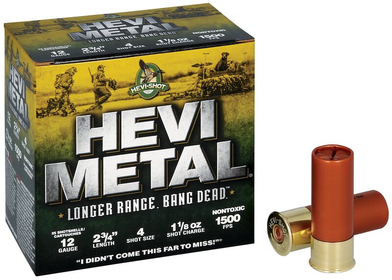Hevi-Metal Longer Range, 12 Gauge, 4 Shot, 2-3/4 in, 1 1/8 oz, 1500 fps