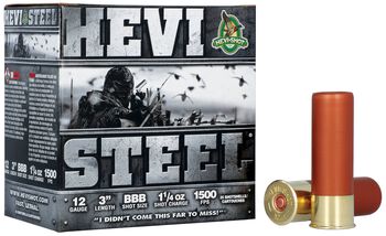 Hevi-Steel, 12 Gauge, BBB Shot, 3 in, 1 1/4 oz, 1500 fps