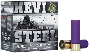Hevi-Steel, 16 Gauge, 6 Shot, 2-3/4 in, 15/16 oz, 1400 fps