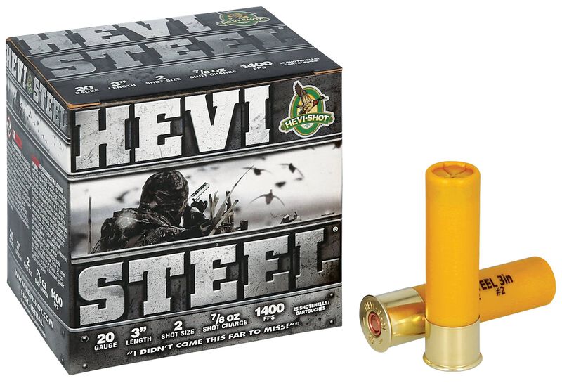 Hevi-Steel, 20 Gauge, 2 Shot, 3 in, 7/8 oz, 1400 fps