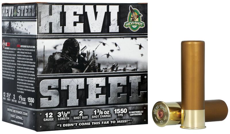 Hevi-Steel, 12 Gauge, 2 Shot, 3-1/2 in, 1 3/8 oz, 1550 fps