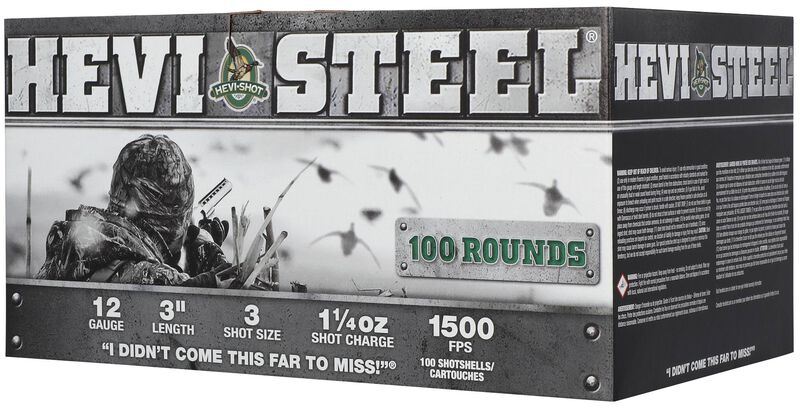Hevi-Steel, 12 Gauge, 3 Shot, 3 in, 1 1/4 oz, 1500 fps