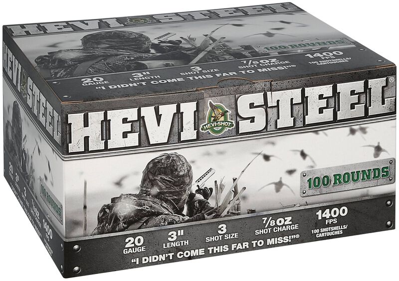 Hevi-Steel, 20 Gauge, 3 Shot, 3 in, 7/8 oz, 1400 fps