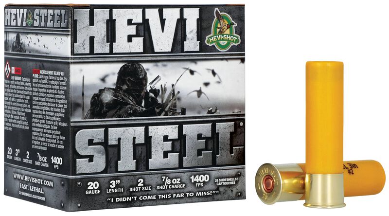 Hevi-Steel, 20 Gauge, 2 Shot, 3 in, 7/8 oz, 1400 fps
