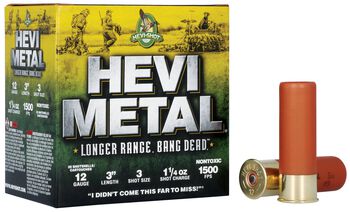 Hevi-Metal Longer Range, 12 Gauge, 3 Shot, 3 in, 1 1/4 oz, 1500 fps